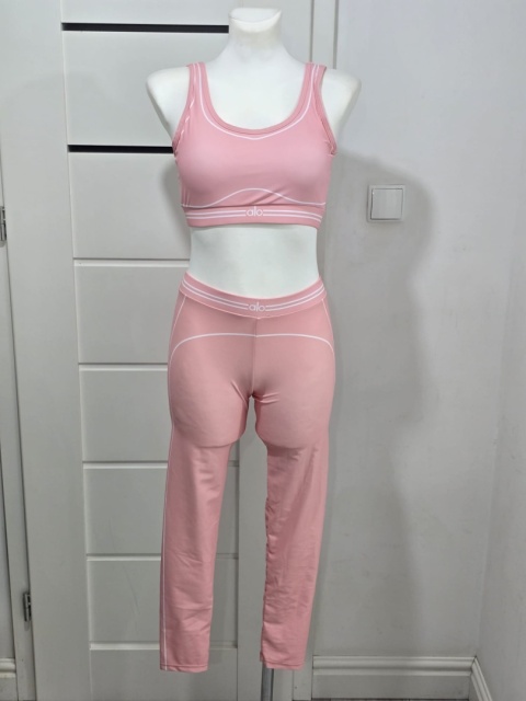 Sportowy zestaw dla kobiet top i legginsy Yoga fitness różowy Roz.M