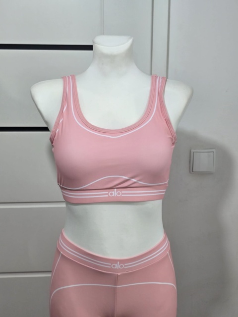 Sportowy zestaw dla kobiet top i legginsy Yoga fitness różowy Roz.M