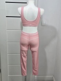 Sportowy zestaw dla kobiet top i legginsy Yoga fitness różowy Roz.M
