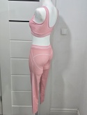 Sportowy zestaw dla kobiet top i legginsy Yoga fitness różowy Roz.M