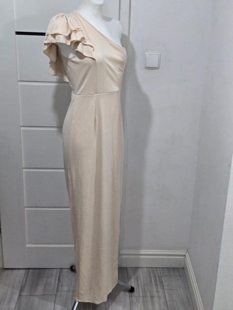 Suknia długa wieczorowa karnawał elegancka z wycięciem na nogę Roz.M