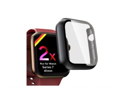 UTECTION 2x Ochronne etui do Apple Watch 7 (41 mm)+ Zintegrowana folia