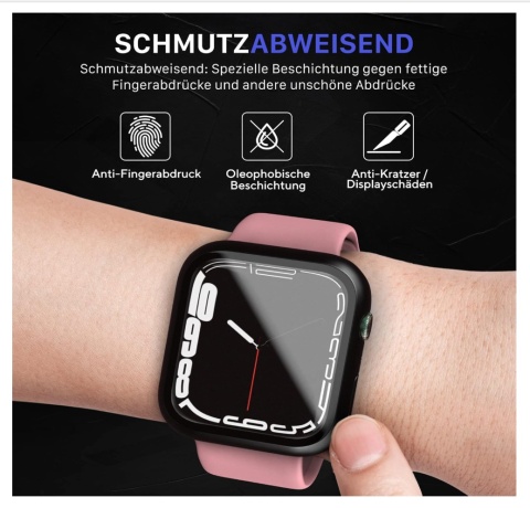 UTECTION 2x Ochronne etui do Apple Watch 7 (41 mm)+ Zintegrowana folia