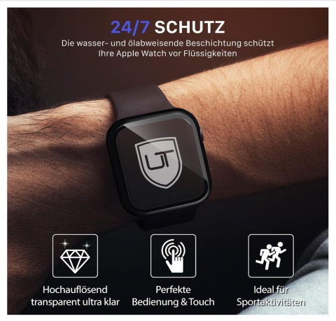UTECTION 2x Ochronne etui do Apple Watch 7 (41 mm)+ Zintegrowana folia