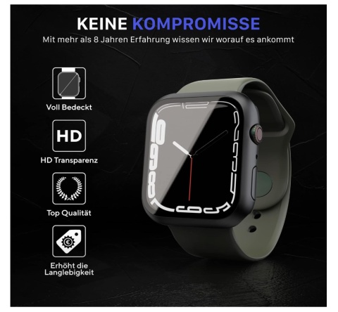 UTECTION 2x Ochronne etui do Apple Watch 7 (41 mm)+ Zintegrowana folia