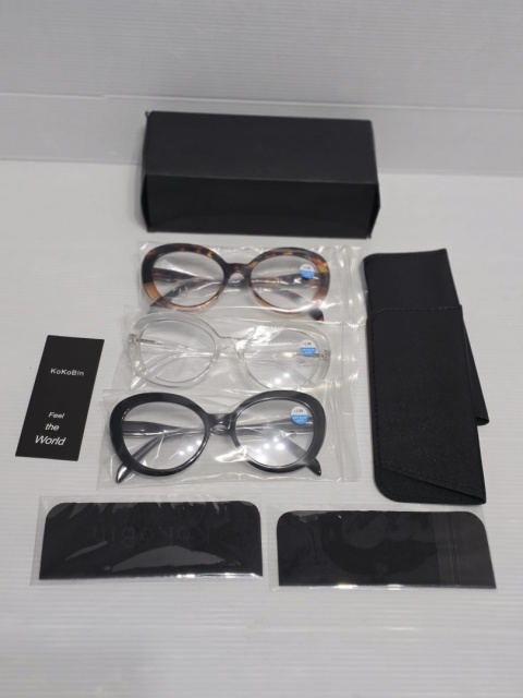 1,5+ Okulary do czytania KoKoBin 3szt retro filtr światła niebieskiego