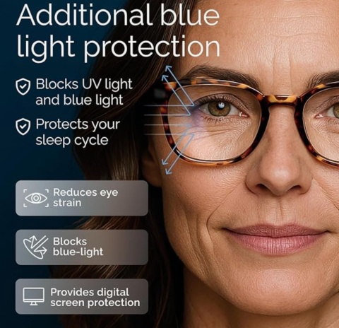 5 szt Okulary 2,5+ do czytania CCVOO filtr światła niebieskiego unisex