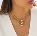Choker damski gruby złoty łańcuszek z kulkami modny naszyjnik