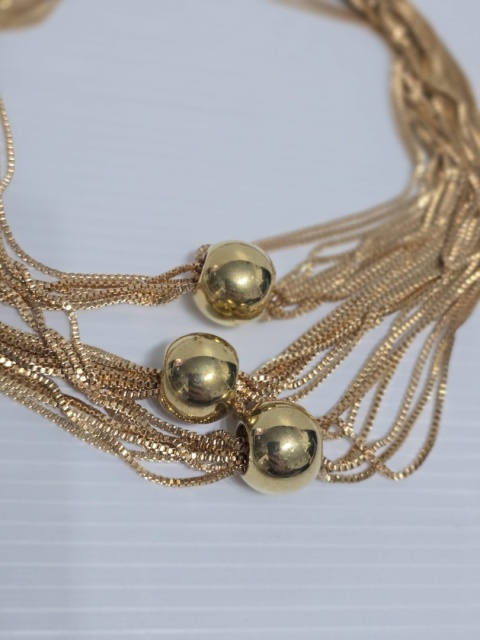 Choker damski gruby złoty łańcuszek z kulkami modny naszyjnik