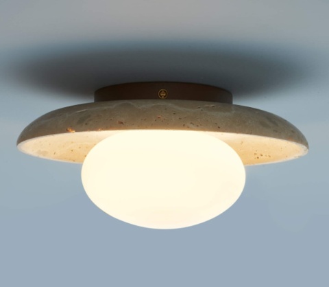 Lampa sufitowa 25 cm G9 nowoczesna plafon vintage jasnobeżowa