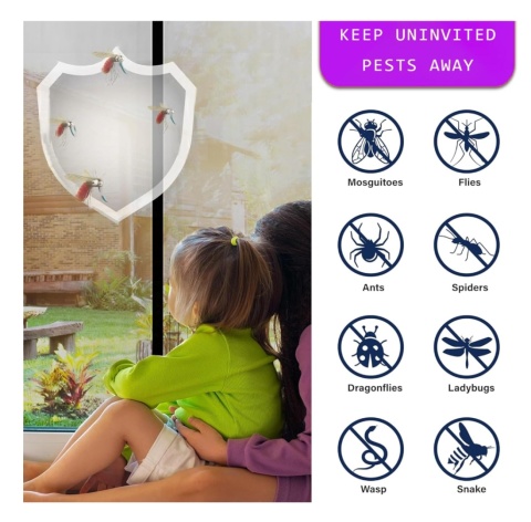 Magnetyczna moskitiera na drzwi 120x210cm. na rzepy Czarna Wzmocniona