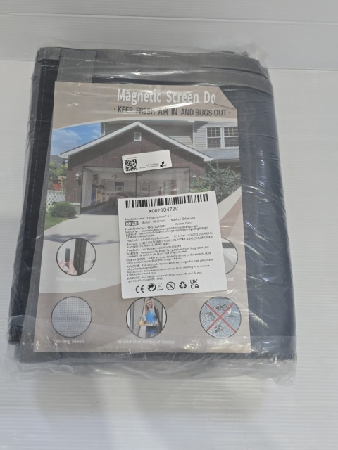 Magnetyczna moskitiera na drzwi 120x210cm. na rzepy Czarna Wzmocniona