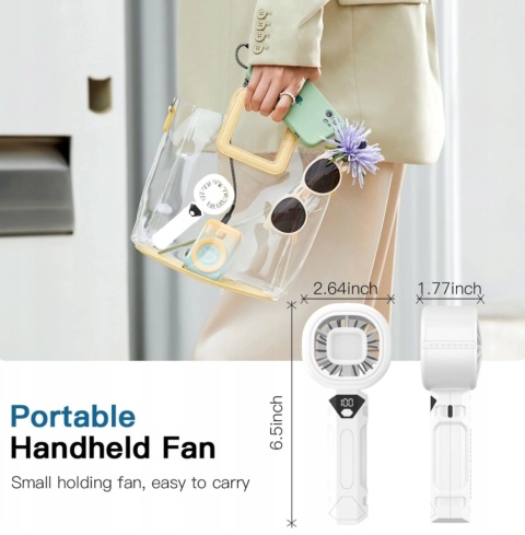 Mini wentylator ręczny USB 3000mAh wyświetlacz 3 prędkości