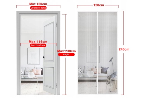 Moskitiera Magnetyczna 120x240 na drzwi balkonowe, wejściowe siatka