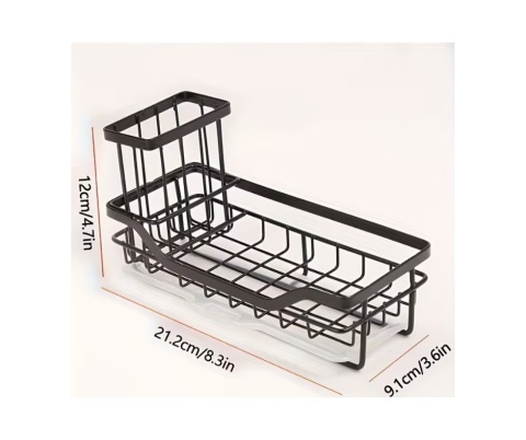 Organizer do zlewu czarny stal nierdzewna ociekacz na gąb.