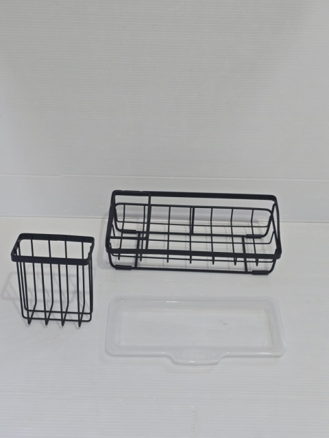 Organizer do zlewu czarny stal nierdzewna ociekacz na gąb.