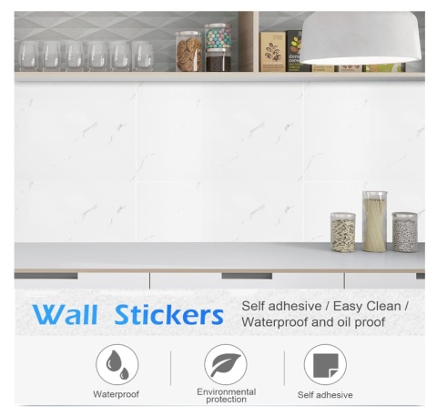 Panele ścienne marmur PVC 7,2m2 samoprzylepne 40szt. 60x30cm.