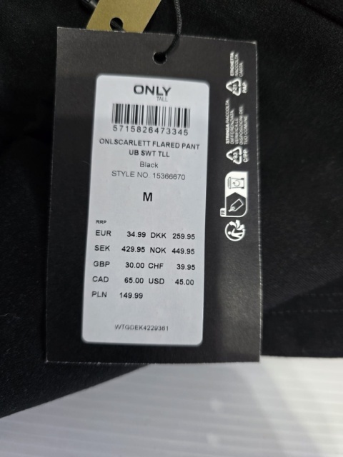 Spodnie ONLY Legginsy Damskie Rozmiar M Czarne Tall Nowe Wysoki Stan