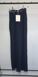 Spodnie damskie dzwony Maya Deluxe granatowe eleganckie Rozmiar S