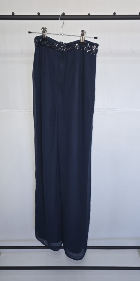 Spodnie damskie dzwony Maya Deluxe granatowe eleganckie Rozmiar S