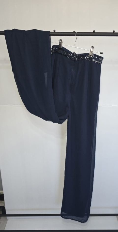 Spodnie damskie dzwony Maya Deluxe granatowe eleganckie Rozmiar S