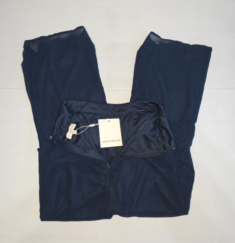 Spodnie damskie dzwony Maya Deluxe granatowe eleganckie Rozmiar S