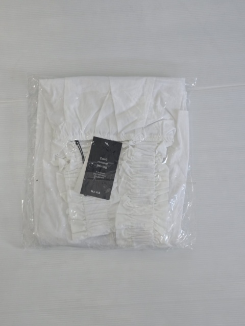 Sukienka biała NA-KD mini z podszewką falbany lato 34, 100% Bawełna