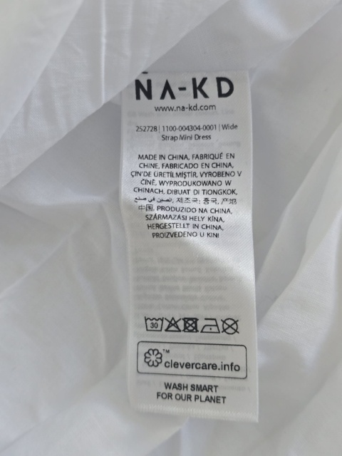 Sukienka biała NA-KD mini z podszewką falbany lato 34, 100% Bawełna