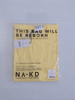 T-shirt damski NA-KD żółty oversize 100 % bawełna basic XS