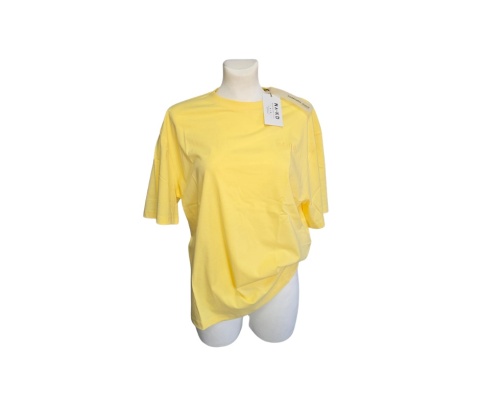 T-shirt damski NA-KD żółty oversize 100 % bawełna basic XS