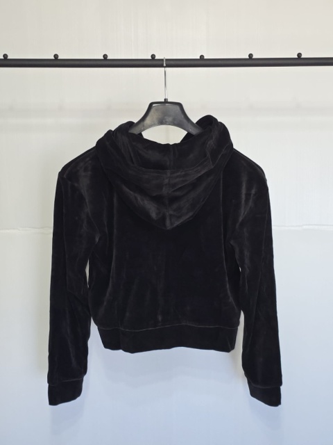 Welurowa bluza damska Rozmiar S TOM TAILOR czarna crop kaptur