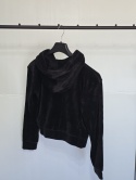 Welurowa bluza damska Rozmiar S TOM TAILOR czarna crop kaptur