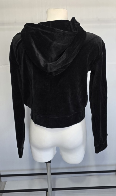 Welurowa bluza damska Rozmiar S TOM TAILOR czarna crop kaptur