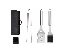 Zestaw narzędzi do grilla, ze stali nierdzewnej, z torbą, 3 szt.