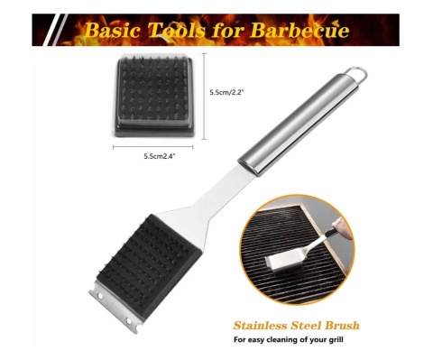 Zestaw narzędzi do grilla, ze stali nierdzewnej, z torbą, 3 szt.