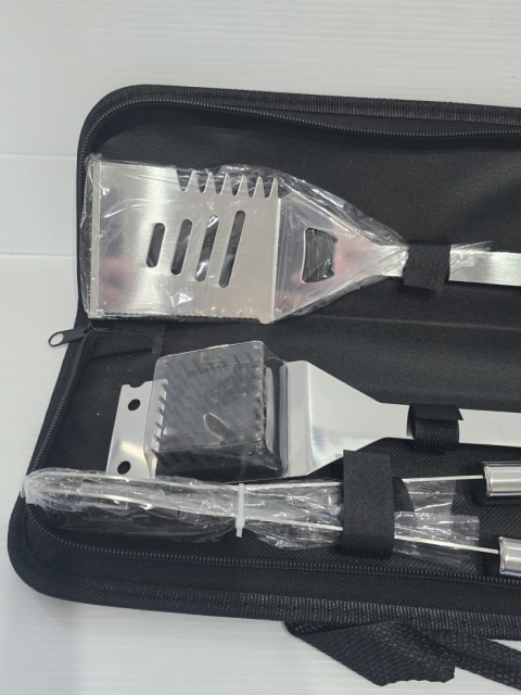 Zestaw narzędzi do grilla, ze stali nierdzewnej, z torbą, 3 szt.